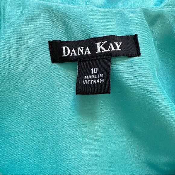 Dana Kay Blazer Jacket Dressy Formal Teal Blue Embellished 3/4 Sleeve Size 10 - Picture 2 of 12